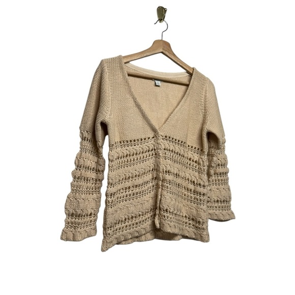 SUNDANCE Cloudscape Button Front Cardigan Beige S - Picture 7 of 10